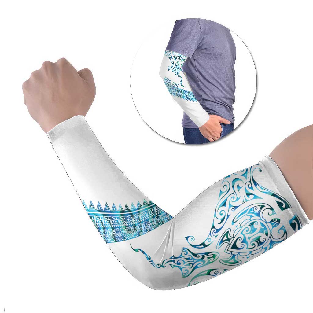 Kahui Whetu Paua shell Kowhaiwhai Taniko Personalised Arm Sleeves Manta Ray Shark-Turtle Maori Tribal Style LT9 Set of 2 Blue - Polynesian Pride