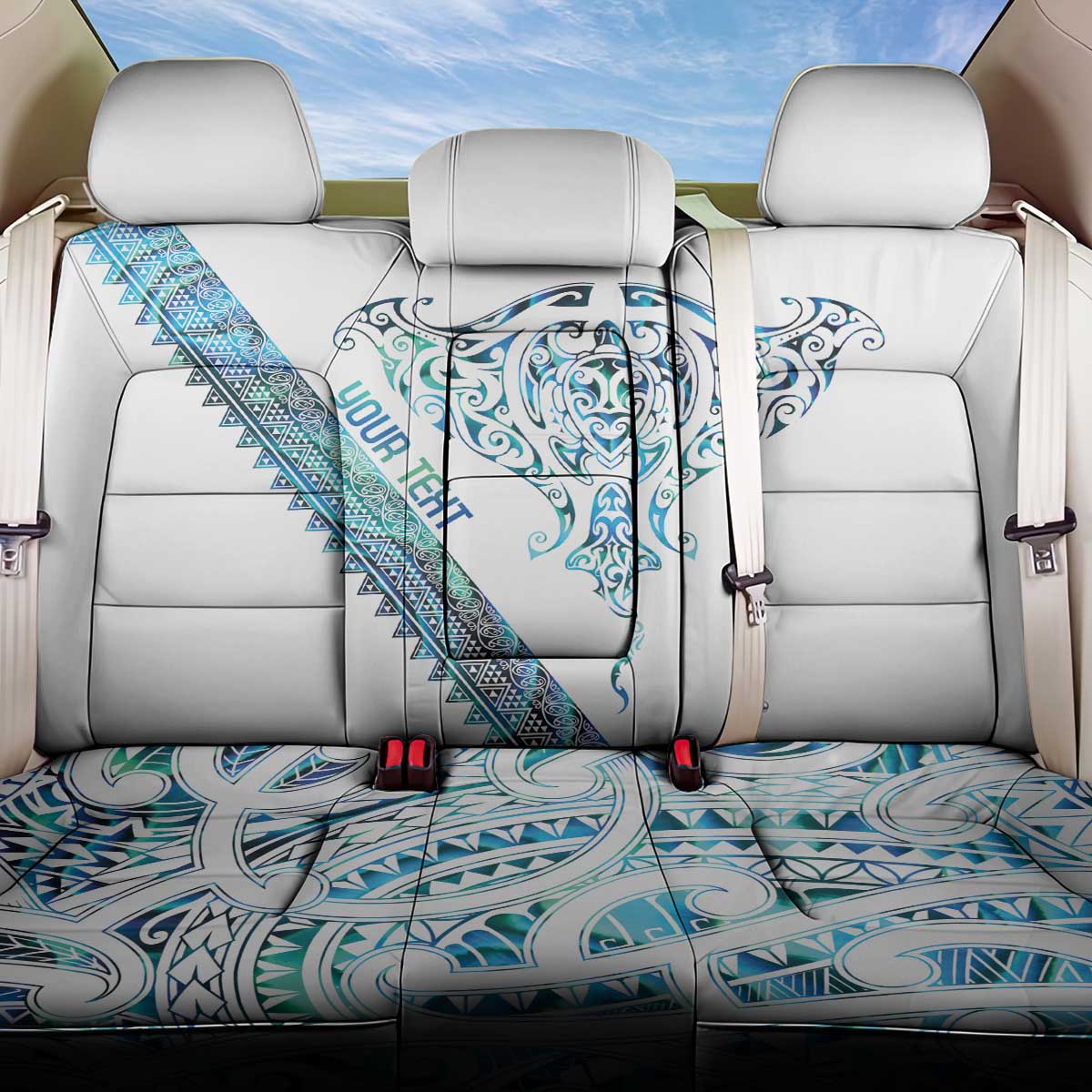 Kahui Whetu Paua shell Kowhaiwhai Taniko Personalised Back Car Seat Cover Manta Ray Shark-Turtle Maori Tribal Style