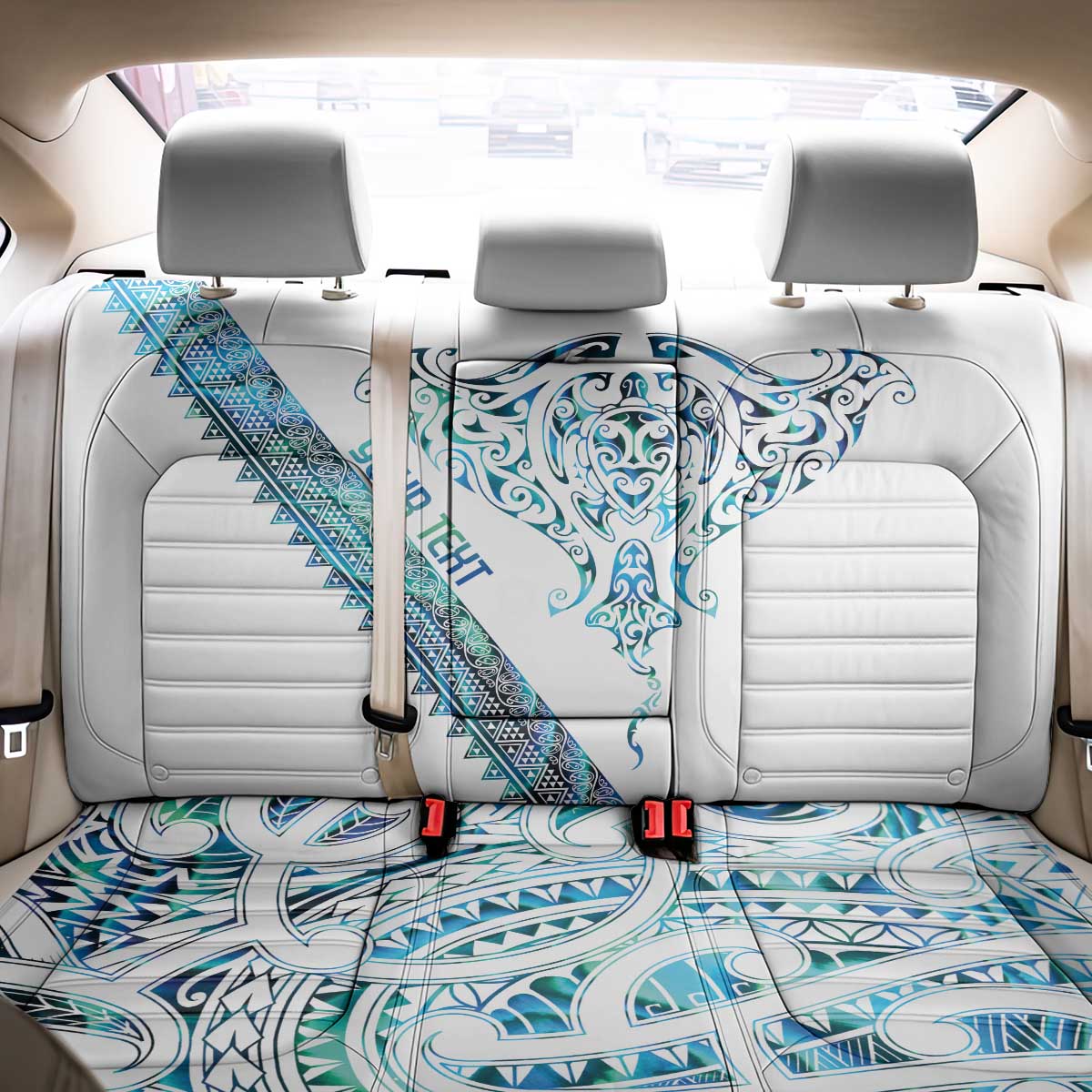 Kahui Whetu Paua shell Kowhaiwhai Taniko Personalised Back Car Seat Cover Manta Ray Shark-Turtle Maori Tribal Style