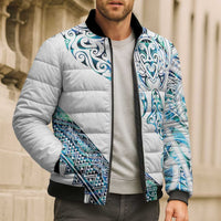 Kahui Whetu Paua shell Kowhaiwhai Taniko Personalised Bomber Puffer Jacket Manta Ray Shark-Turtle Maori Tribal Style LT9 - Polynesian Pride