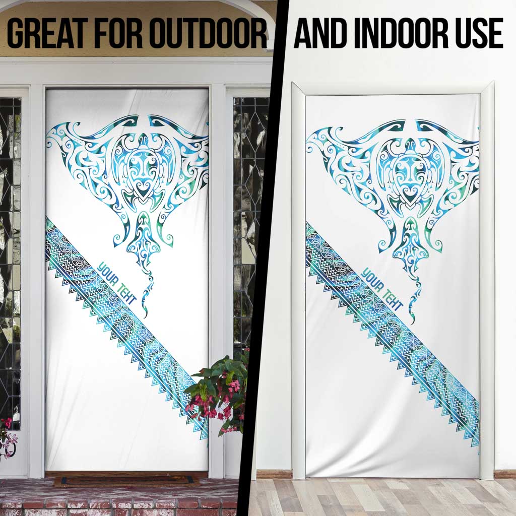 Kahui Whetu Paua shell Kowhaiwhai Taniko Personalised Door Cover Manta Ray Shark-Turtle Maori Tribal Style