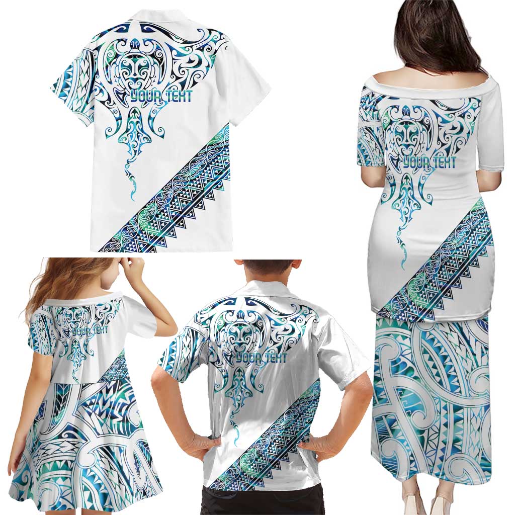 Kahui Whetu Paua shell Kowhaiwhai Taniko Personalised Family Matching Puletasi and Hawaiian Shirt Manta Ray Shark-Turtle Maori Tribal Style LT9 - Polynesian Pride