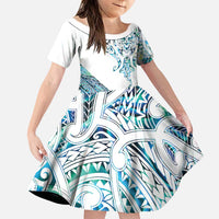 Kahui Whetu Paua shell Kowhaiwhai Taniko Personalised Family Matching Tank Maxi Dress and Hawaiian Shirt Manta Ray Shark-Turtle Maori Tribal Style