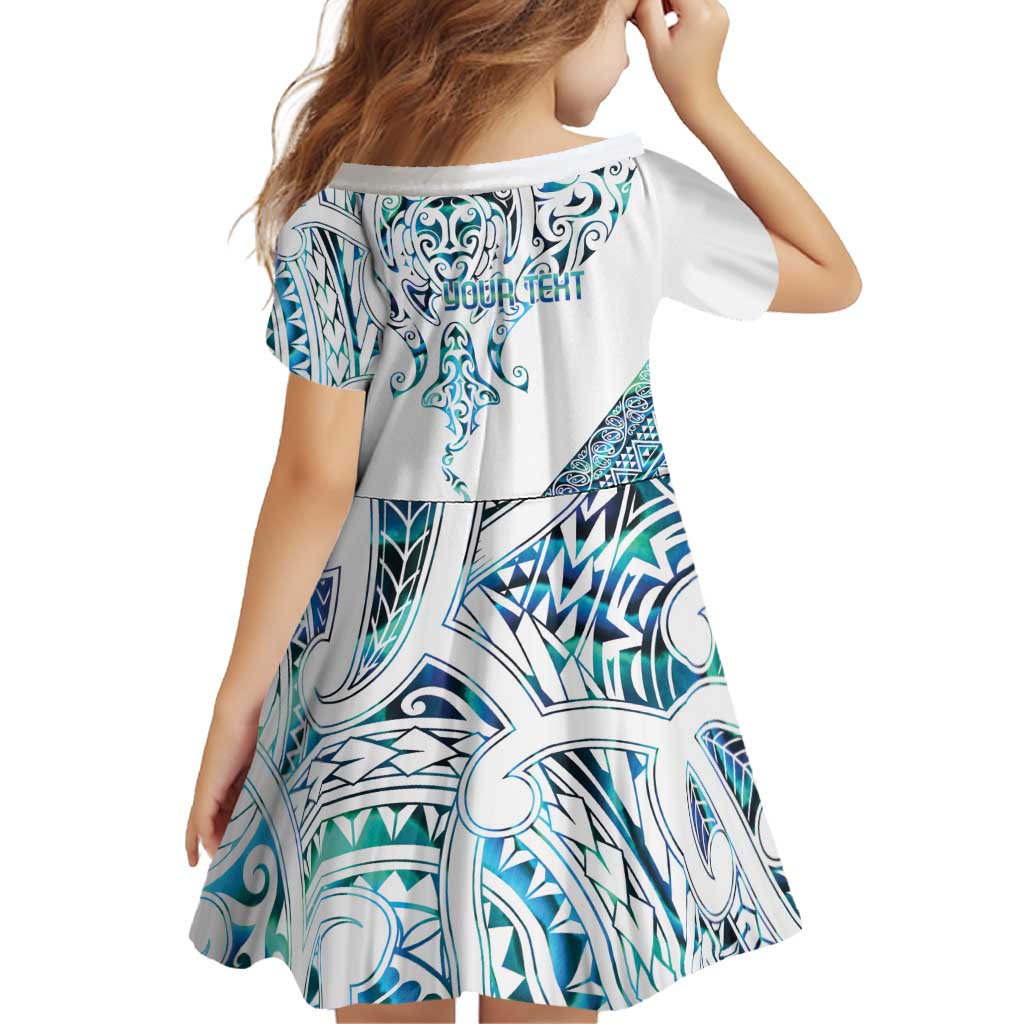 Kahui Whetu Paua shell Kowhaiwhai Taniko Personalised Family Matching Tank Maxi Dress and Hawaiian Shirt Manta Ray Shark-Turtle Maori Tribal Style