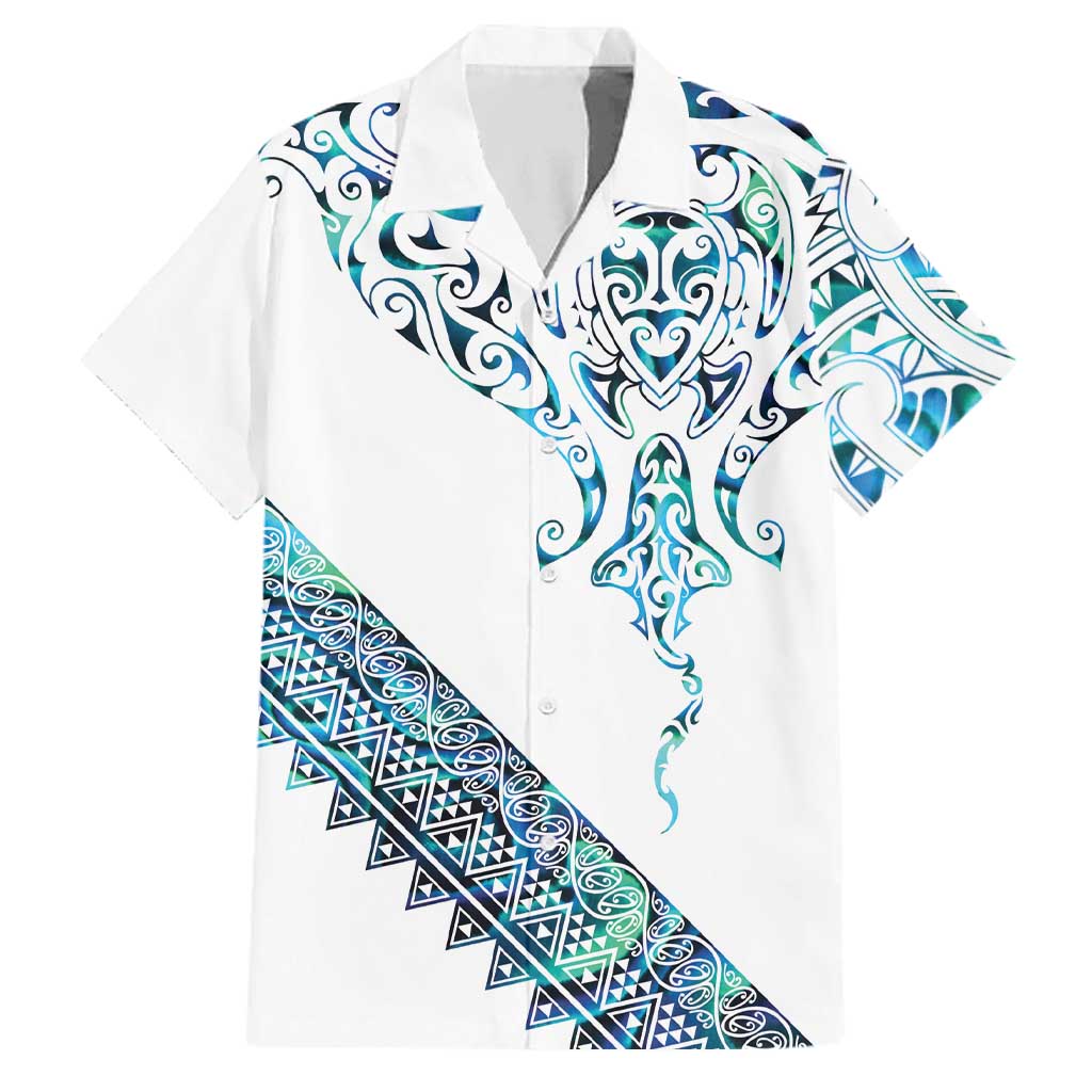 Kahui Whetu Paua shell Kowhaiwhai Taniko Personalised Family Matching Tank Maxi Dress and Hawaiian Shirt Manta Ray Shark-Turtle Maori Tribal Style
