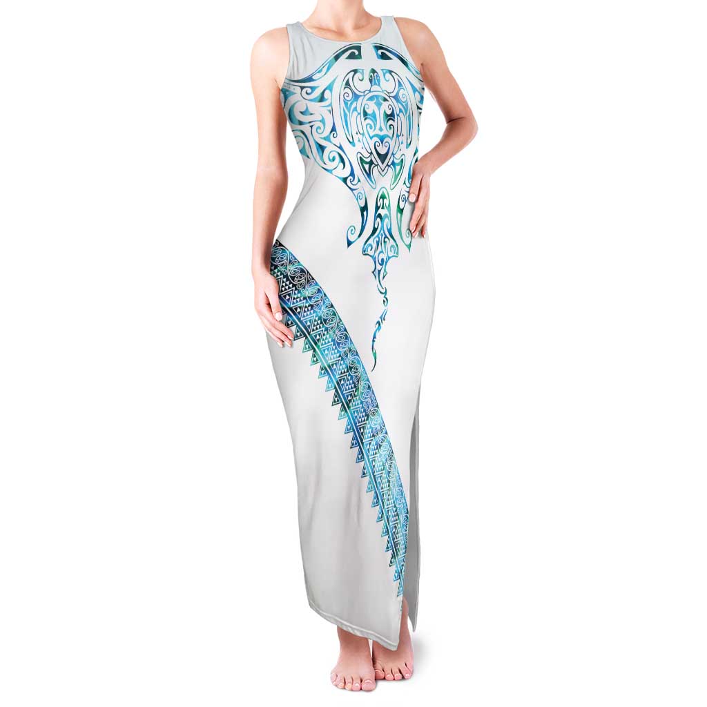 Kahui Whetu Paua shell Kowhaiwhai Taniko Personalised Family Matching Tank Maxi Dress and Hawaiian Shirt Manta Ray Shark-Turtle Maori Tribal Style