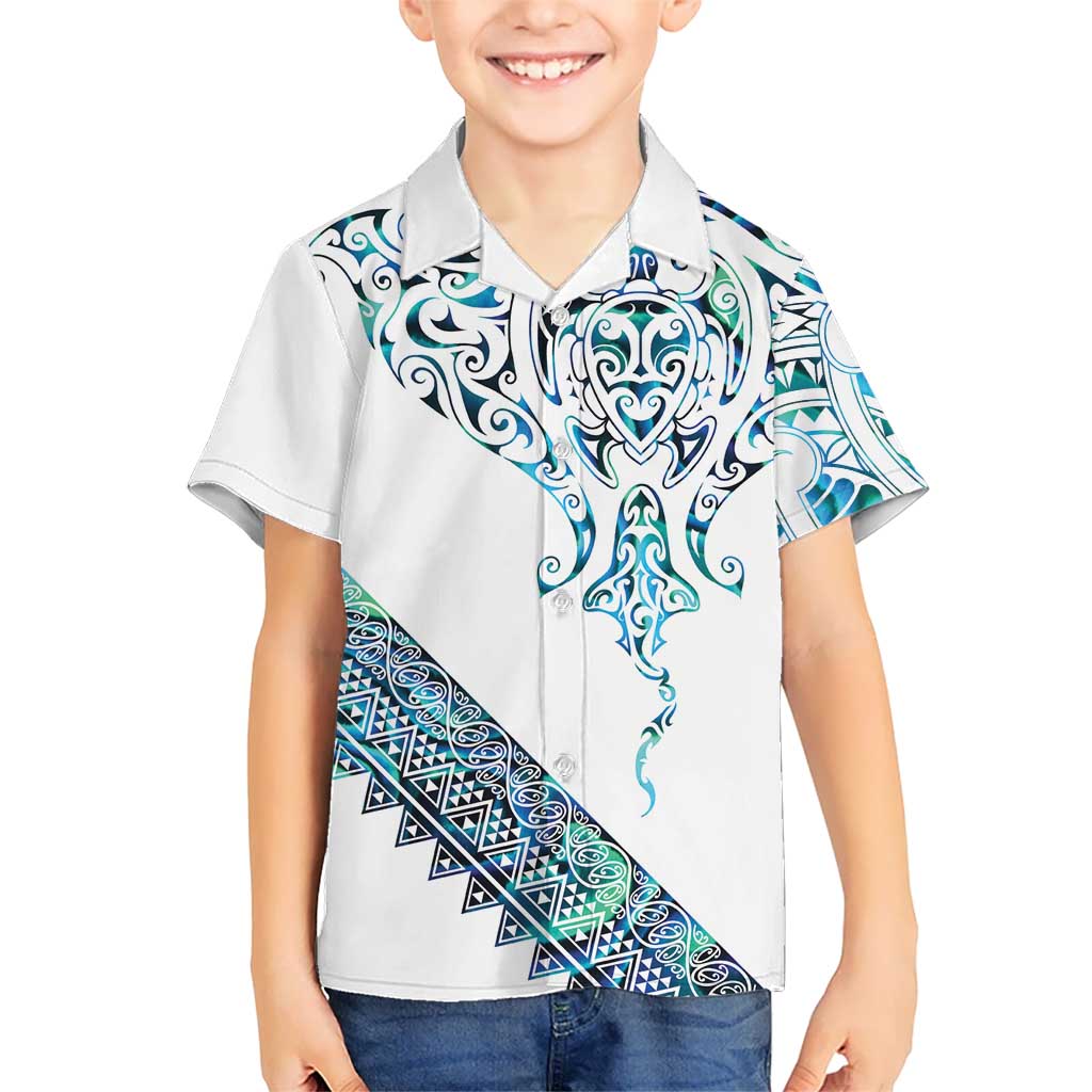 Kahui Whetu Paua shell Kowhaiwhai Taniko Personalised Family Matching Tank Maxi Dress and Hawaiian Shirt Manta Ray Shark-Turtle Maori Tribal Style