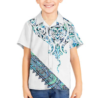 Kahui Whetu Paua shell Kowhaiwhai Taniko Personalised Family Matching Tank Maxi Dress and Hawaiian Shirt Manta Ray Shark-Turtle Maori Tribal Style