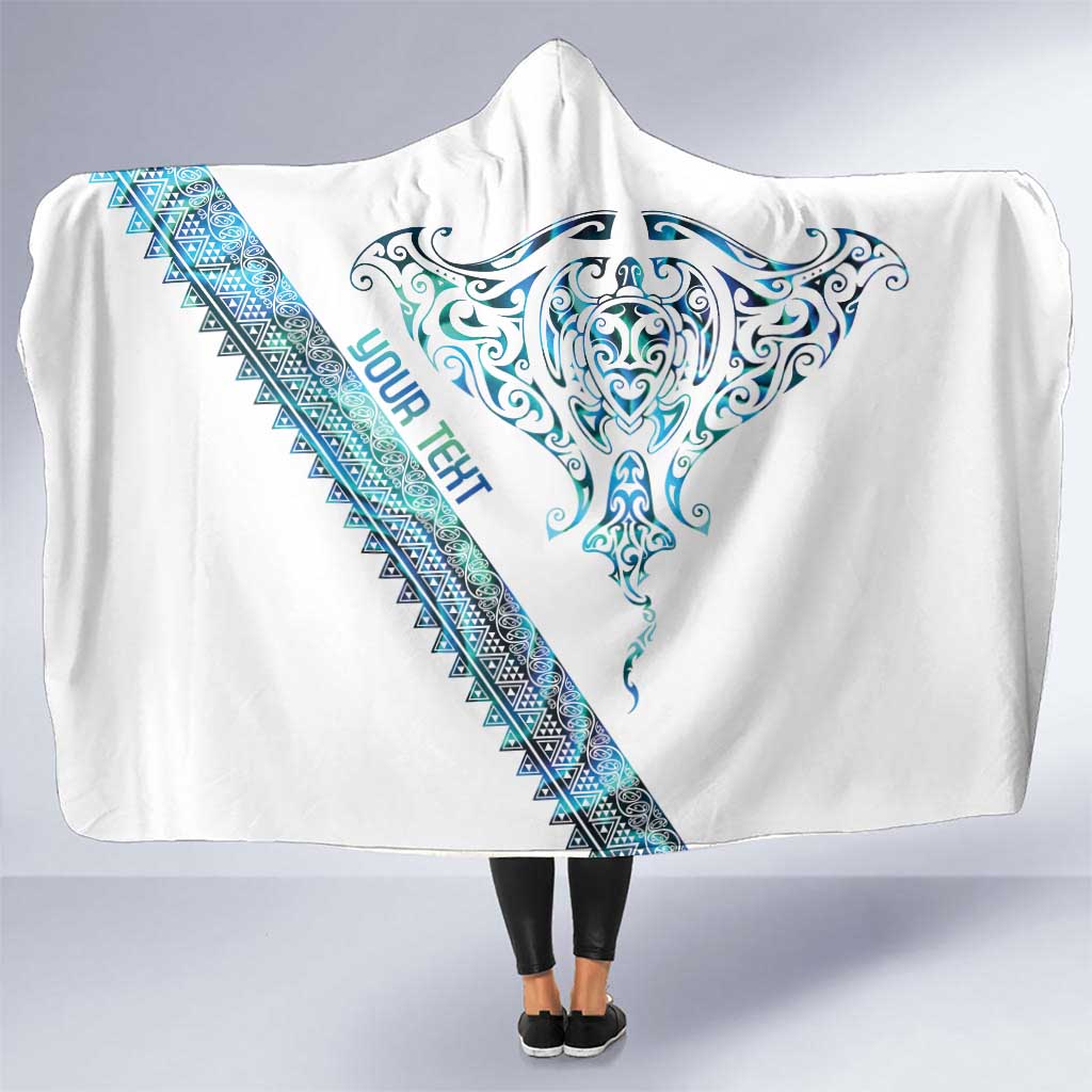 Kahui Whetu Paua shell Kowhaiwhai Taniko Personalised Hooded Blanket Manta Ray Shark-Turtle Maori Tribal Style