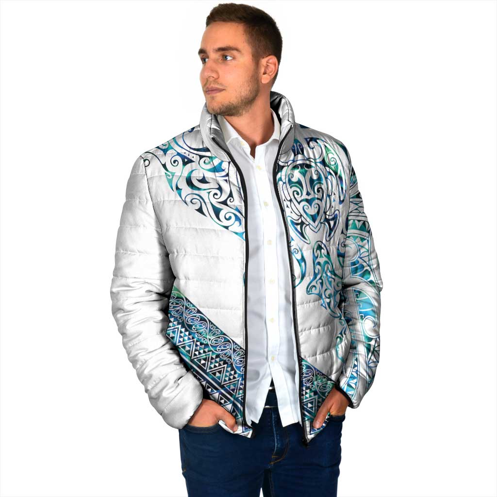 Kahui Whetu Paua shell Kowhaiwhai Taniko Personalised Padded Jacket Manta Ray Shark-Turtle Maori Tribal Style