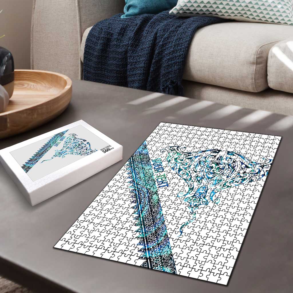 Kahui Whetu Paua shell Kowhaiwhai Taniko Personalised Puzzle Manta Ray Shark-Turtle Maori Tribal Style LT9 - Polynesian Pride