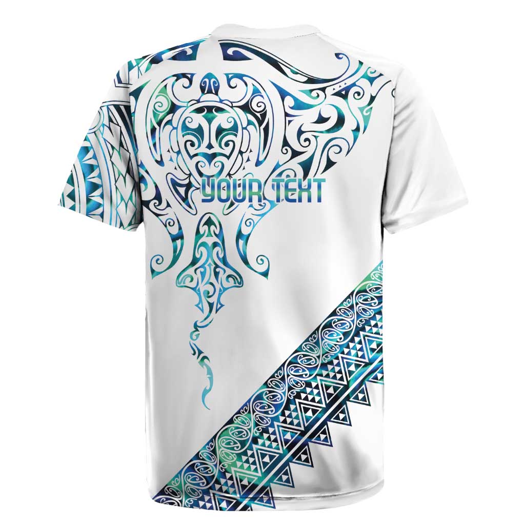 Kahui Whetu Paua shell Kowhaiwhai Taniko Personalised Rugby Jersey Manta Ray Shark-Turtle Maori Tribal Style
