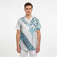 Kahui Whetu Paua shell Kowhaiwhai Taniko Personalised Scrub Top Manta Ray Shark-Turtle Maori Tribal Style LT9 - Polynesian Pride