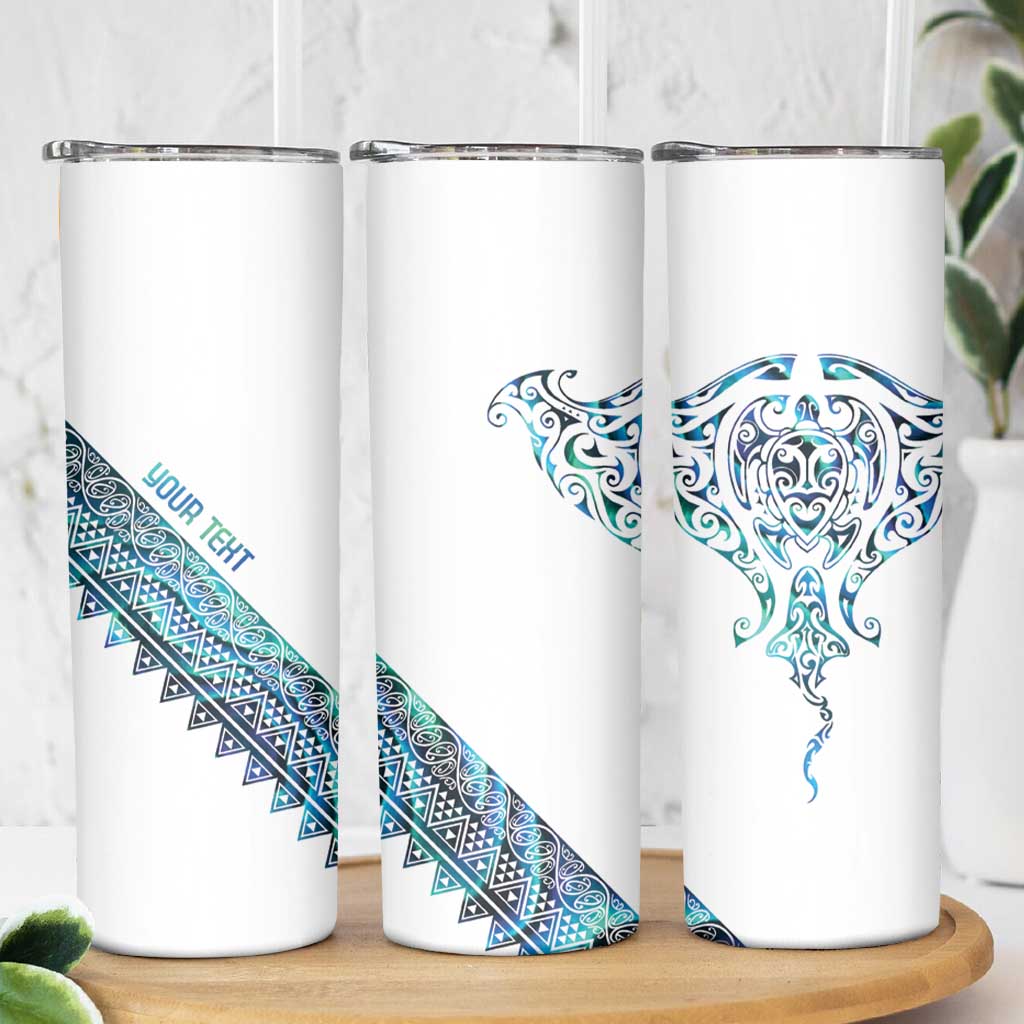 Kahui Whetu Paua shell Kowhaiwhai Taniko Personalised Skinny Tumbler Manta Ray Shark-Turtle Maori Tribal Style LT9 - Polynesian Pride
