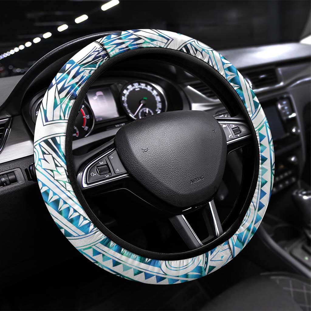 Kahui Whetu Paua shell Kowhaiwhai Taniko Steering Wheel Cover Manta Ray Shark-Turtle Maori Tribal Style