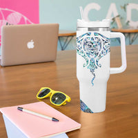 Kahui Whetu Paua shell Kowhaiwhai Taniko Personalised Tumbler With Handle Manta Ray Shark-Turtle Maori Tribal Style