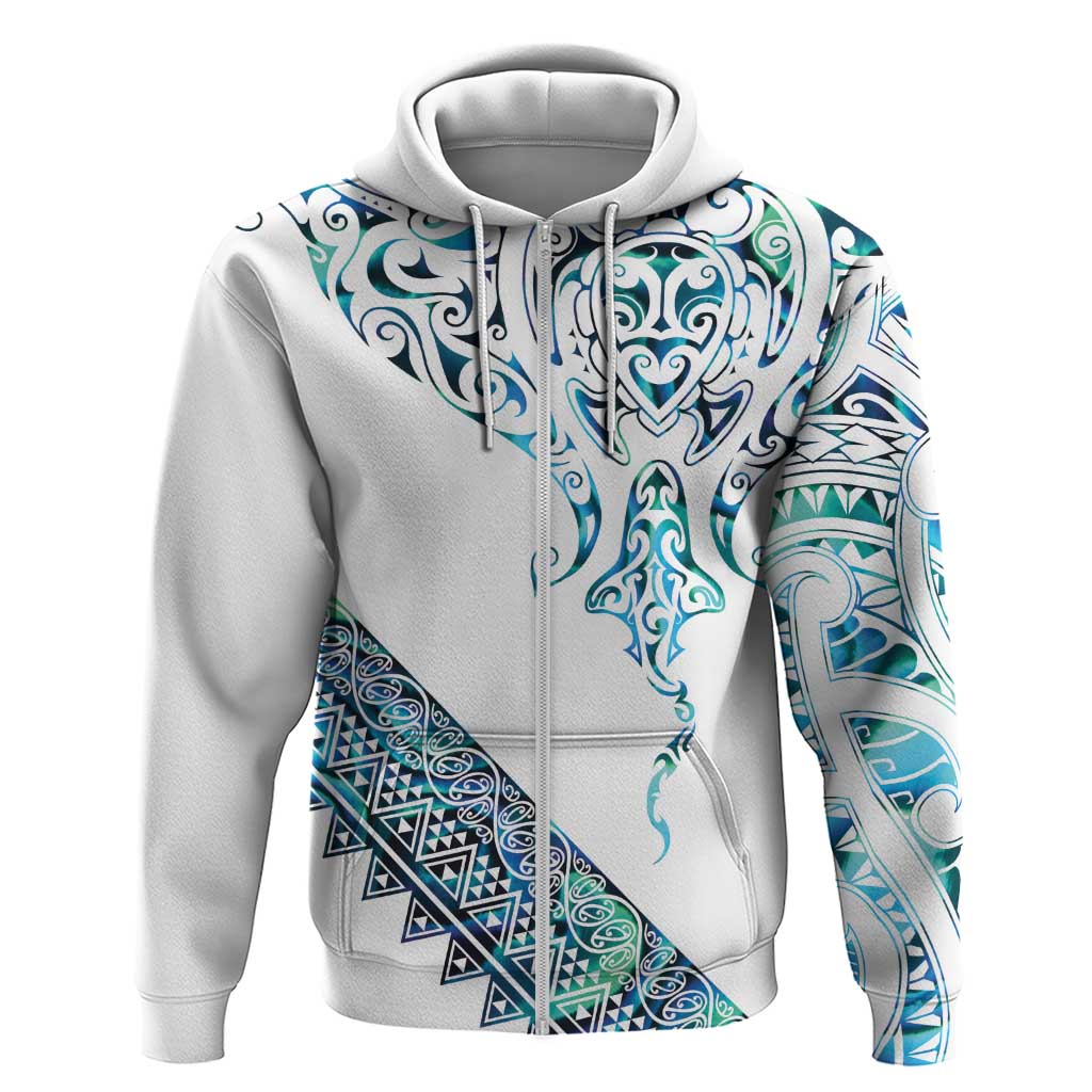 Kahui Whetu Paua shell Kowhaiwhai Taniko Personalised Zip Hoodie Manta Ray Shark-Turtle Maori Tribal Style