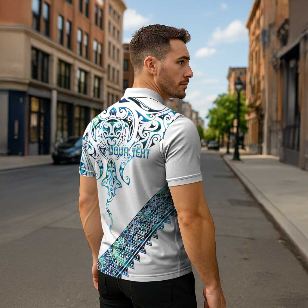 Kahui Whetu Paua shell Kowhaiwhai Taniko Personalised Zipper Polo Shirt Manta Ray Shark-Turtle Maori Tribal Style LT9 - Polynesian Pride