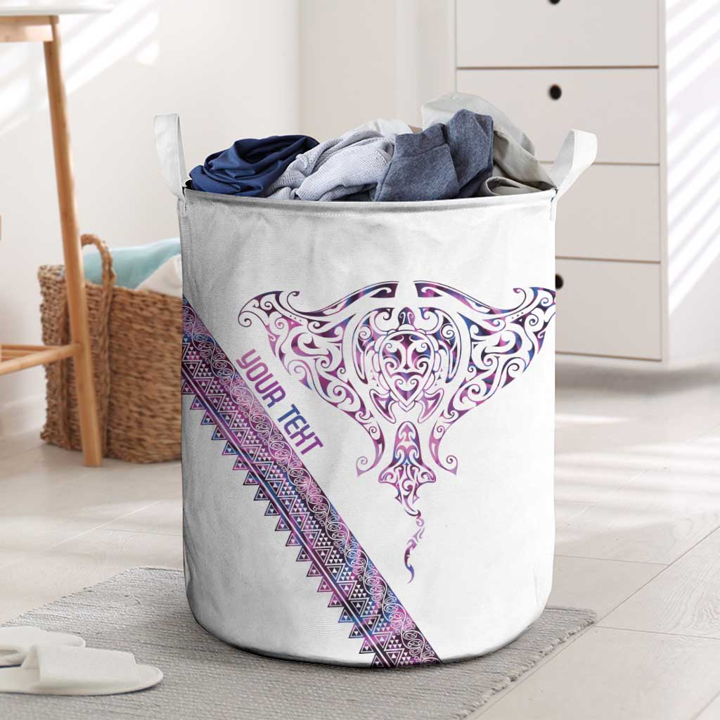 Mawhero Paua shell Kowhaiwhai Taniko Personalised Laundry Basket Manta Ray Shark-Turtle Maori Tribal Style LT9 Pink - Polynesian Pride