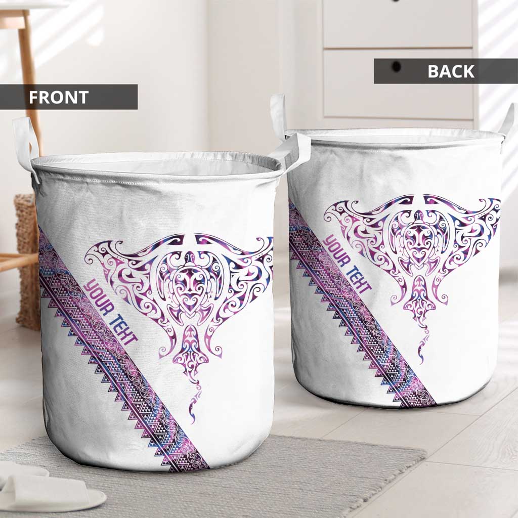 Mawhero Paua shell Kowhaiwhai Taniko Personalised Laundry Basket Manta Ray Shark-Turtle Maori Tribal Style LT9 - Polynesian Pride
