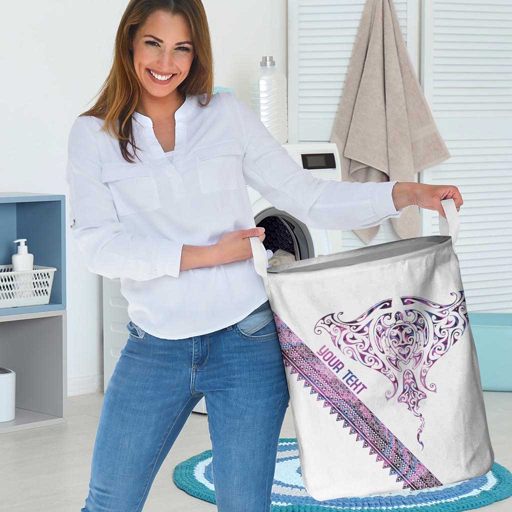 Mawhero Paua shell Kowhaiwhai Taniko Personalised Laundry Basket Manta Ray Shark-Turtle Maori Tribal Style LT9 - Polynesian Pride