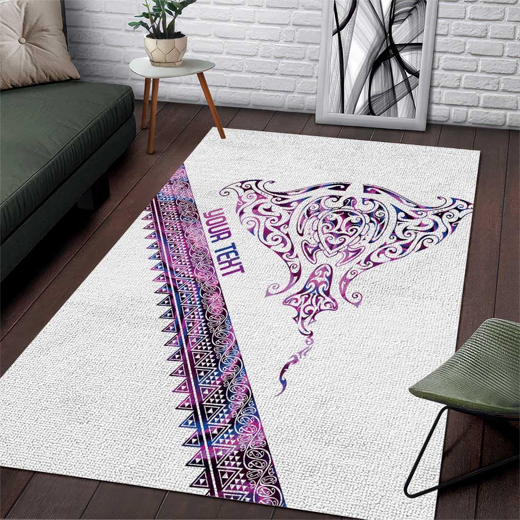 Mawhero Paua shell Kowhaiwhai Taniko Personalised Area Rug Manta Ray Shark-Turtle Maori Tribal Style