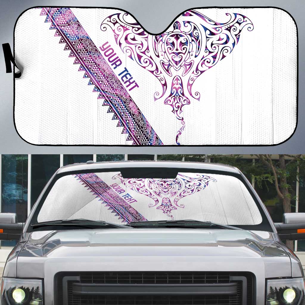 Mawhero Paua shell Kowhaiwhai Taniko Personalised Auto Sun Shade Manta Ray Shark-Turtle Maori Tribal Style