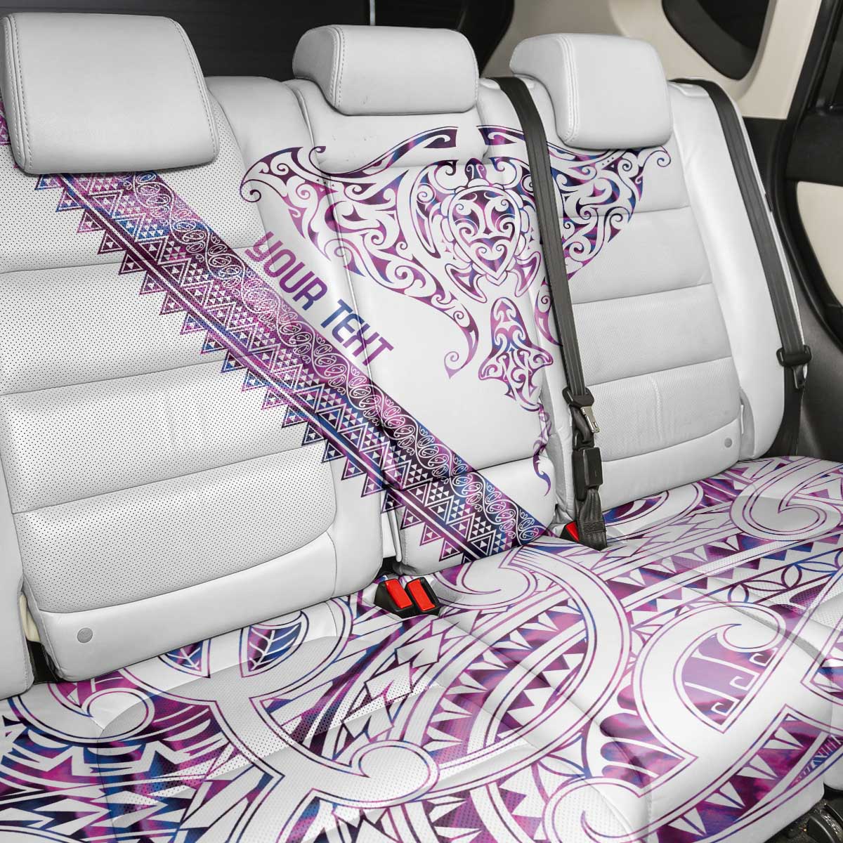 Mawhero Paua shell Kowhaiwhai Taniko Personalised Back Car Seat Cover Manta Ray Shark-Turtle Maori Tribal Style