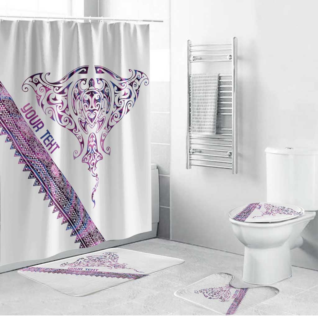 Mawhero Paua shell Kowhaiwhai Taniko Personalised Bathroom Set Manta Ray Shark-Turtle Maori Tribal Style