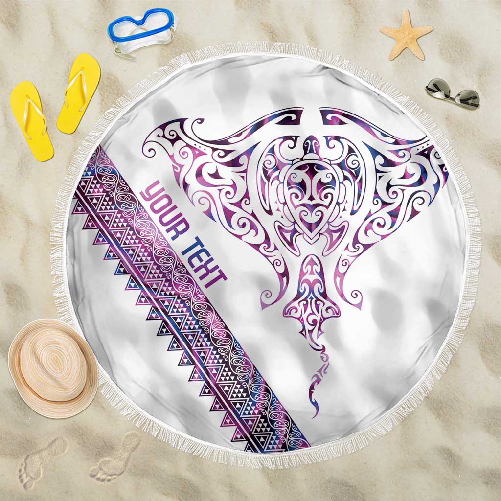 Mawhero Paua shell Kowhaiwhai Taniko Personalised Beach Blanket Manta Ray Shark-Turtle Maori Tribal Style