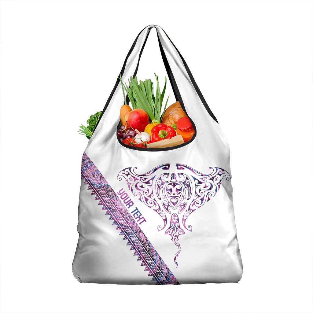Mawhero Paua shell Kowhaiwhai Taniko Personalised Grocery Bag Manta Ray Shark-Turtle Maori Tribal Style