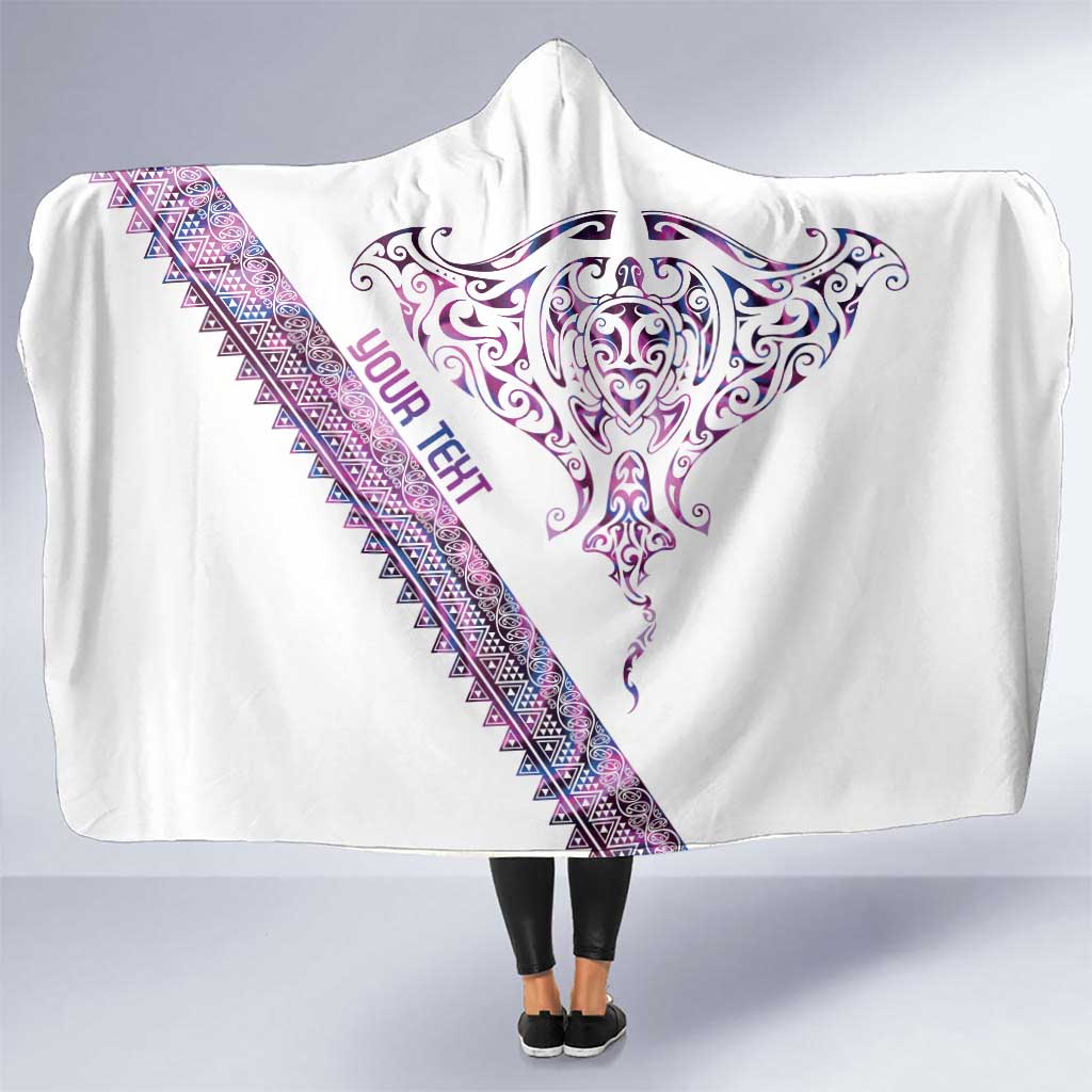 Mawhero Paua shell Kowhaiwhai Taniko Personalised Hooded Blanket Manta Ray Shark-Turtle Maori Tribal Style