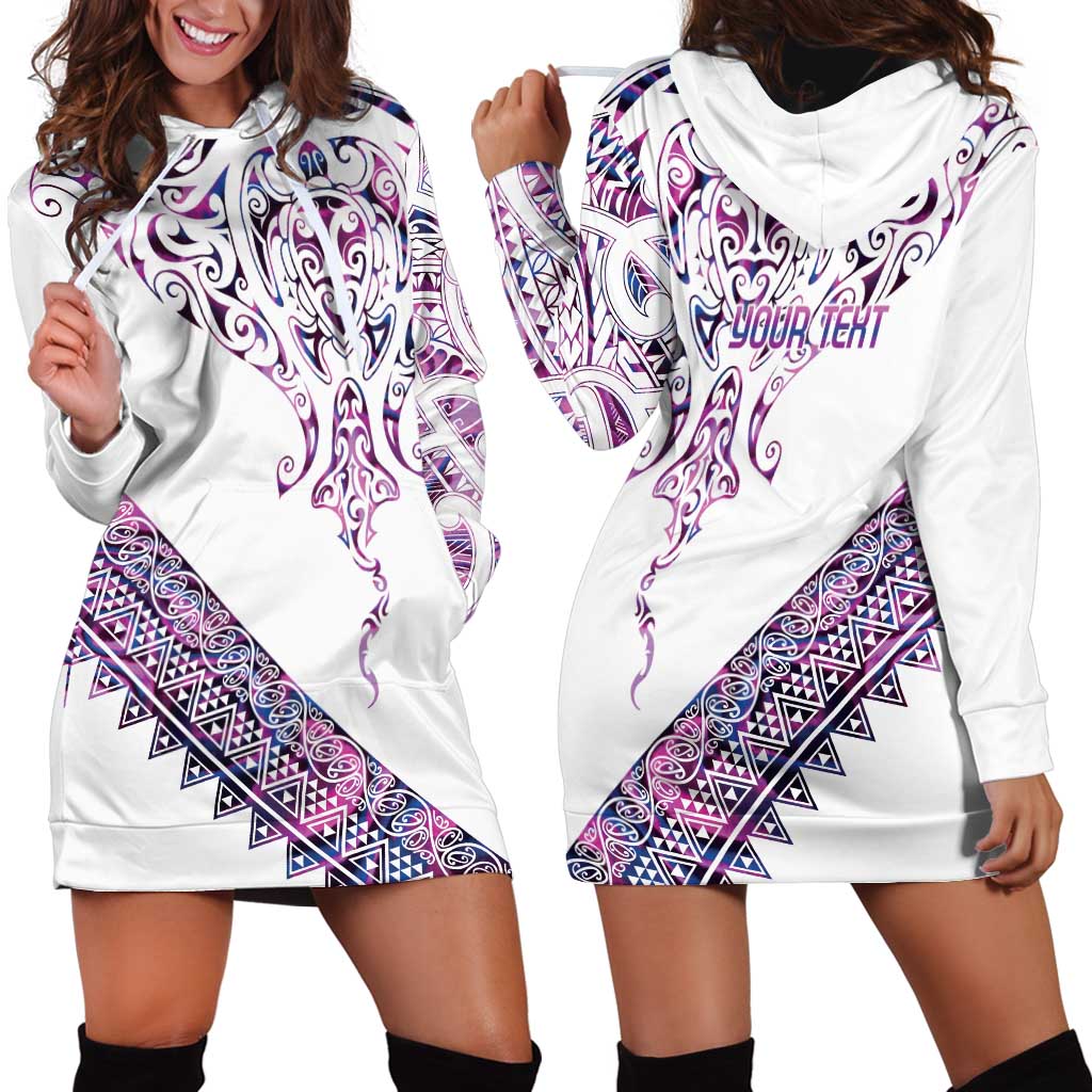 Mawhero Paua shell Kowhaiwhai Taniko Personalised Hoodie Dress Manta Ray Shark-Turtle Maori Tribal Style LT9 - Polynesian Pride
