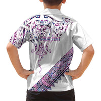 Mawhero Paua shell Kowhaiwhai Taniko Personalised Kid Hawaiian Shirt Manta Ray Shark-Turtle Maori Tribal Style LT9 - Polynesian Pride