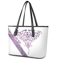 Mawhero Paua shell Kowhaiwhai Taniko Personalised Leather Tote Bag Manta Ray Shark-Turtle Maori Tribal Style