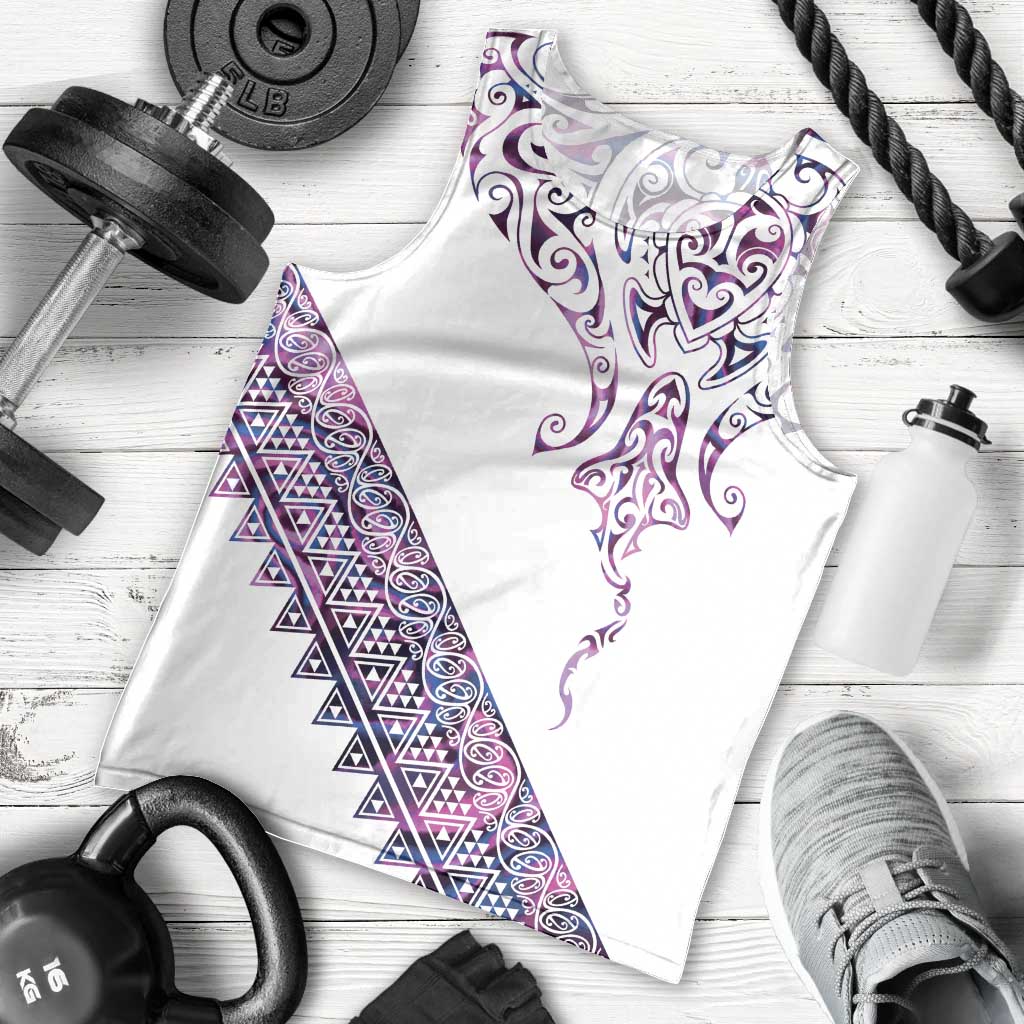 Mawhero Paua shell Kowhaiwhai Taniko Personalised Men Tank Top Manta Ray Shark-Turtle Maori Tribal Style