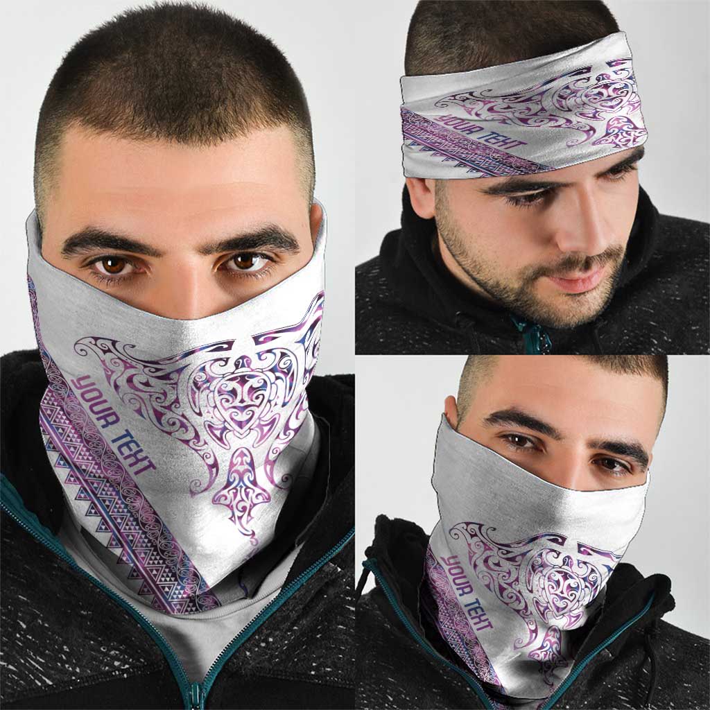 Mawhero Paua shell Kowhaiwhai Taniko Personalised Neck Gaiter Manta Ray Shark-Turtle Maori Tribal Style
