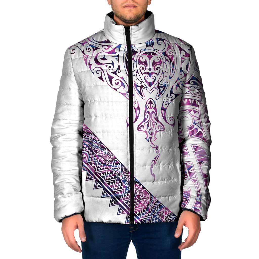 Mawhero Paua shell Kowhaiwhai Taniko Personalised Padded Jacket Manta Ray Shark-Turtle Maori Tribal Style LT9 Men Pink - Polynesian Pride