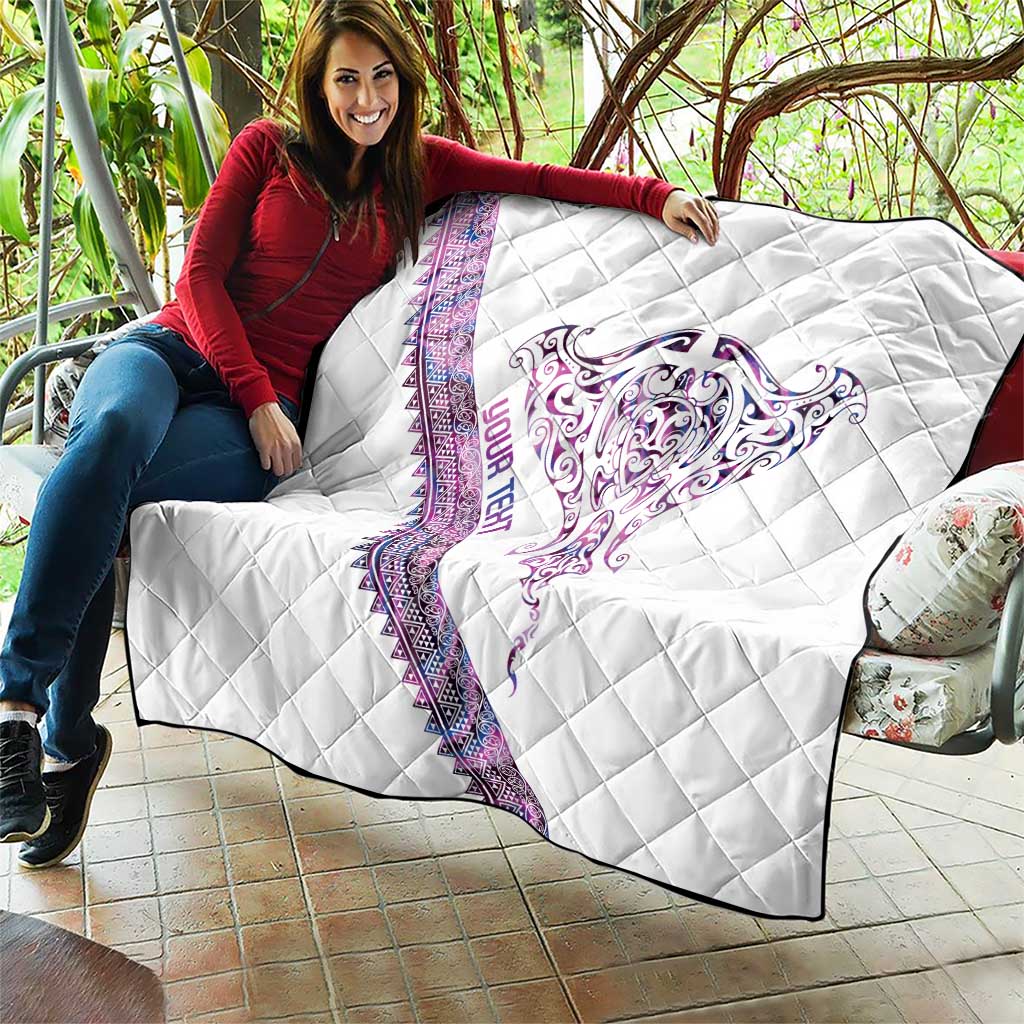 Mawhero Paua shell Kowhaiwhai Taniko Personalised Quilt Manta Ray Shark-Turtle Maori Tribal Style