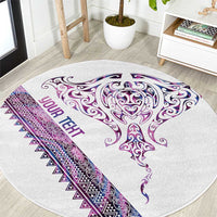 Mawhero Paua shell Kowhaiwhai Taniko Personalised Round Carpet Manta Ray Shark-Turtle Maori Tribal Style LT9 Pink - Polynesian Pride