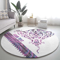 Mawhero Paua shell Kowhaiwhai Taniko Personalised Round Carpet Manta Ray Shark-Turtle Maori Tribal Style LT9 - Polynesian Pride