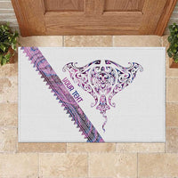 Mawhero Paua shell Kowhaiwhai Taniko Personalised Rubber Doormat Manta Ray Shark-Turtle Maori Tribal Style LT9 Pink - Polynesian Pride