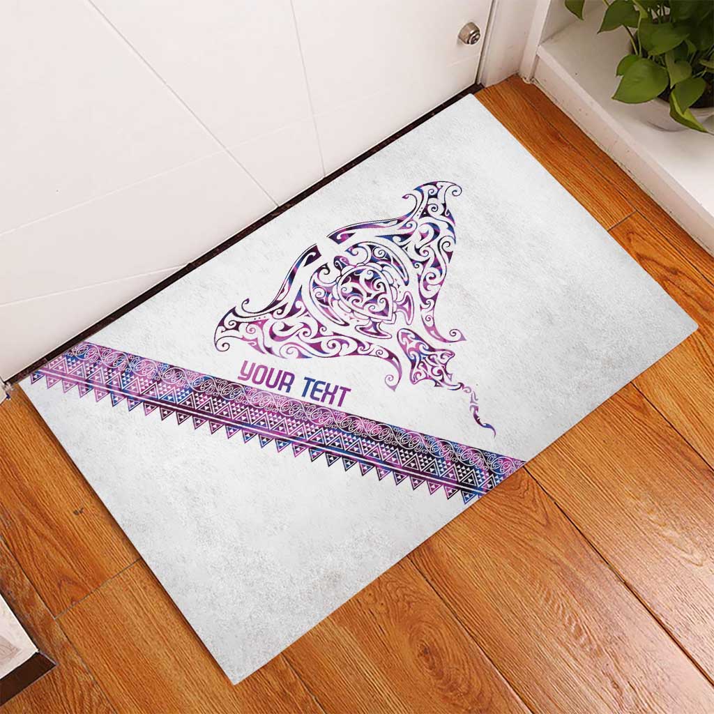Mawhero Paua shell Kowhaiwhai Taniko Personalised Rubber Doormat Manta Ray Shark-Turtle Maori Tribal Style LT9 - Polynesian Pride