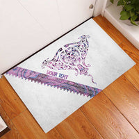 Mawhero Paua shell Kowhaiwhai Taniko Personalised Rubber Doormat Manta Ray Shark-Turtle Maori Tribal Style LT9 - Polynesian Pride