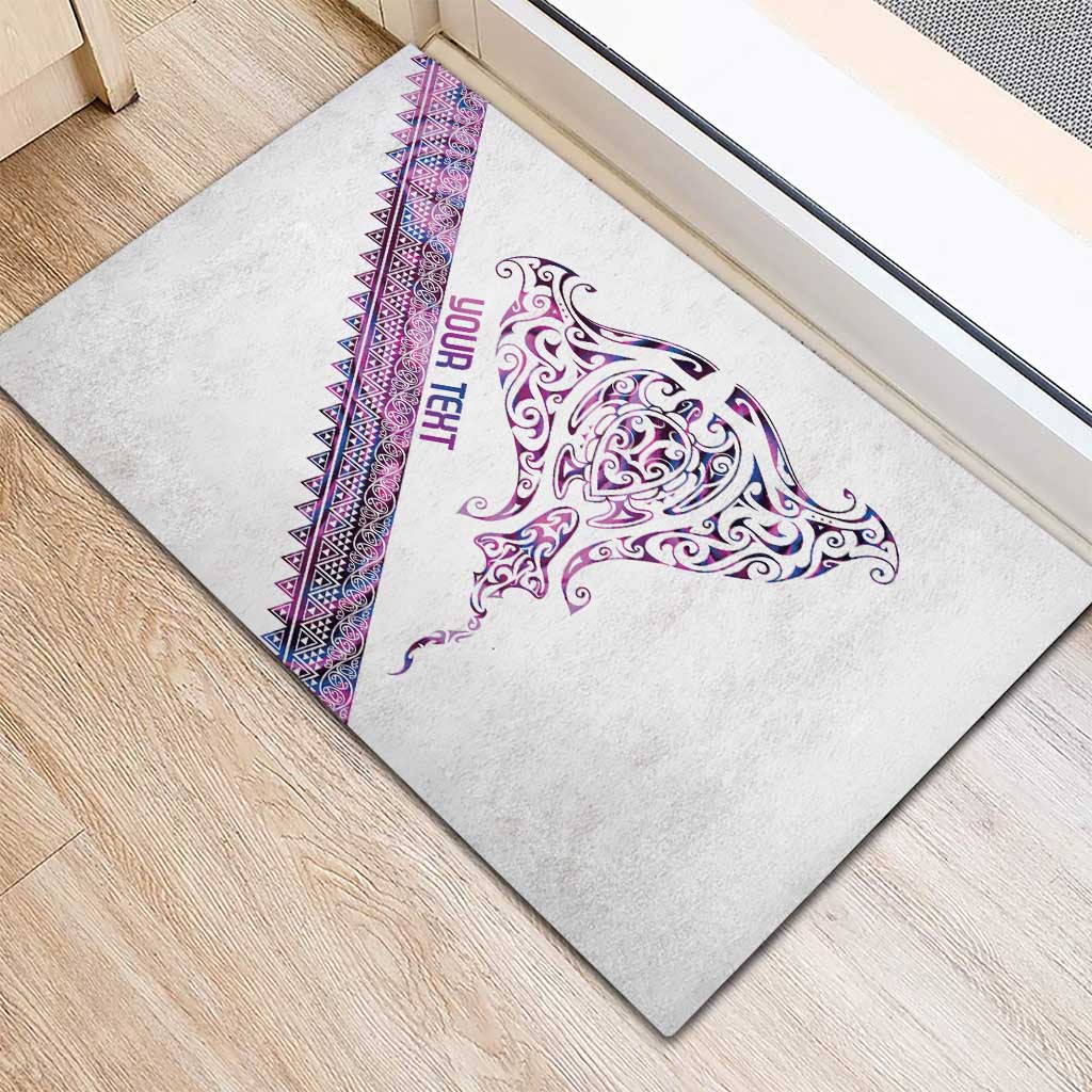 Mawhero Paua shell Kowhaiwhai Taniko Personalised Rubber Doormat Manta Ray Shark-Turtle Maori Tribal Style LT9 - Polynesian Pride