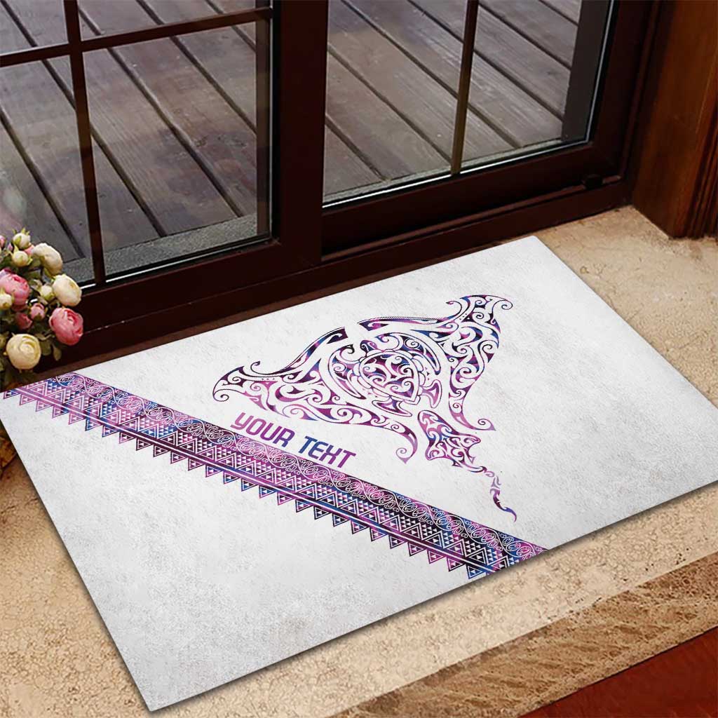 Mawhero Paua shell Kowhaiwhai Taniko Personalised Rubber Doormat Manta Ray Shark-Turtle Maori Tribal Style LT9 - Polynesian Pride