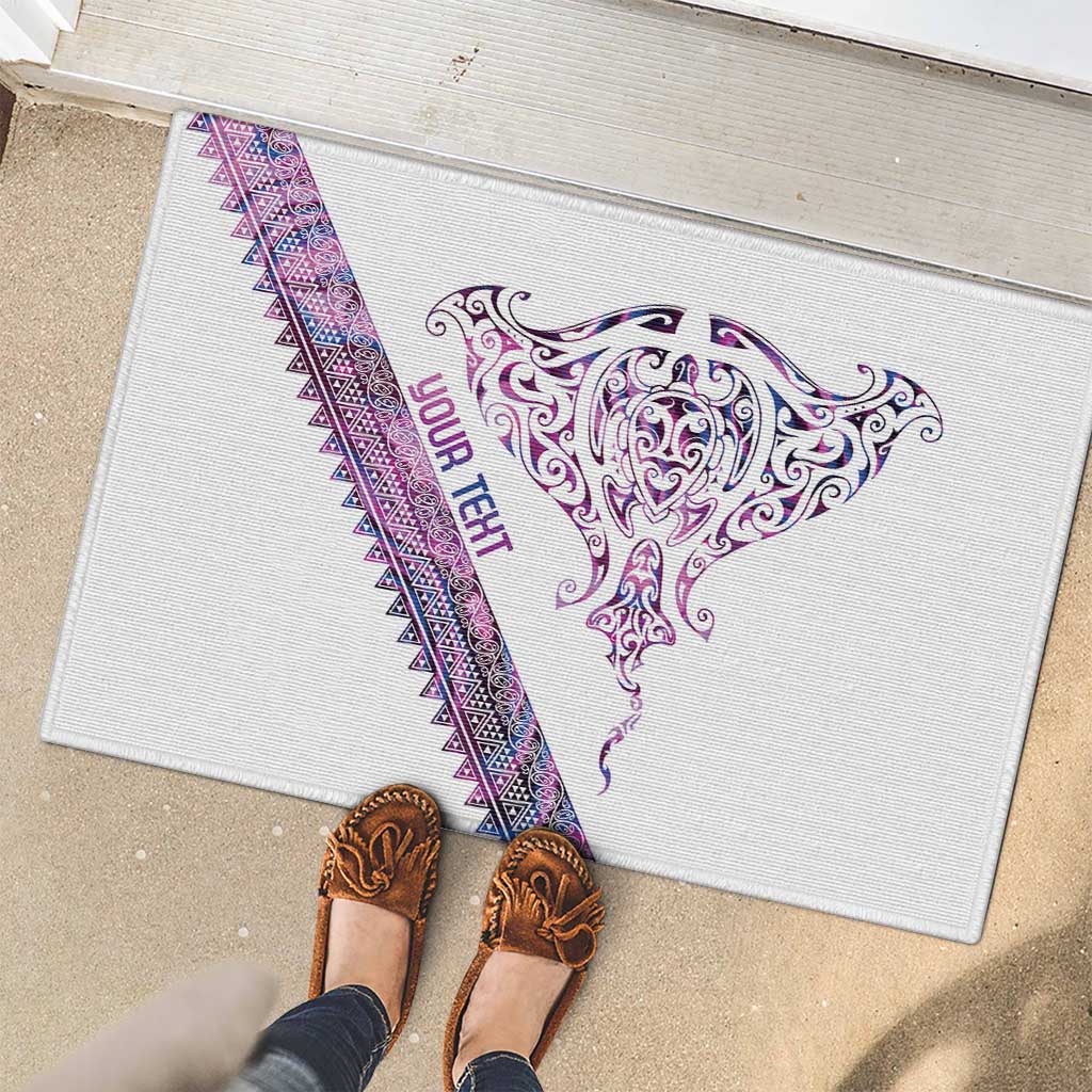 Mawhero Paua shell Kowhaiwhai Taniko Personalised Rubber Doormat Manta Ray Shark-Turtle Maori Tribal Style LT9 - Polynesian Pride