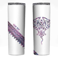 Mawhero Paua shell Kowhaiwhai Taniko Personalised Skinny Tumbler Manta Ray Shark-Turtle Maori Tribal Style LT9 Pink - Polynesian Pride