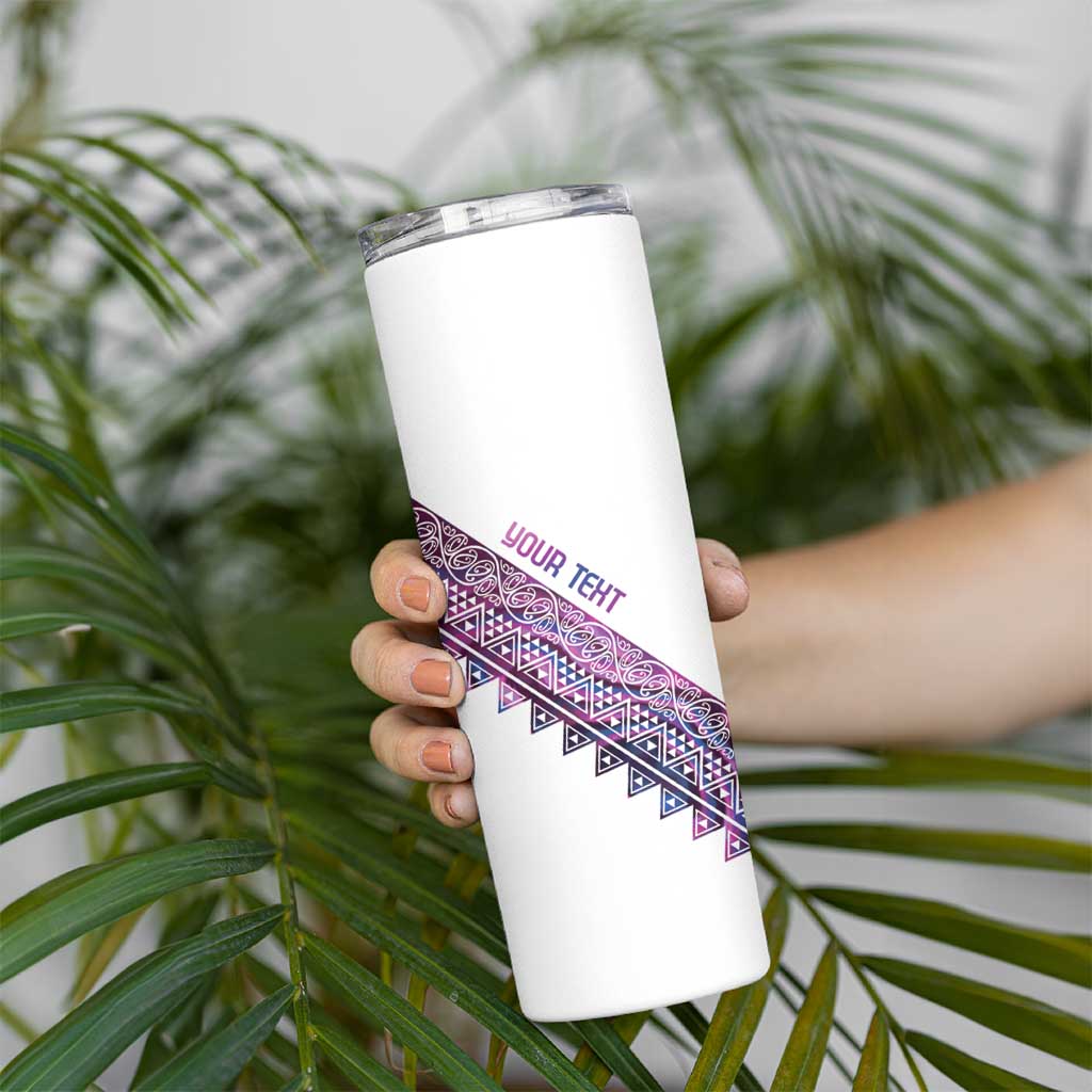Mawhero Paua shell Kowhaiwhai Taniko Personalised Skinny Tumbler Manta Ray Shark-Turtle Maori Tribal Style LT9 - Polynesian Pride
