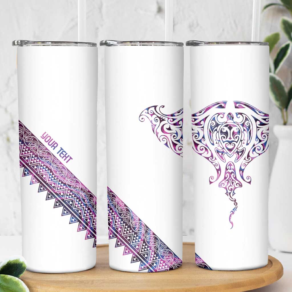 Mawhero Paua shell Kowhaiwhai Taniko Personalised Skinny Tumbler Manta Ray Shark-Turtle Maori Tribal Style LT9 - Polynesian Pride